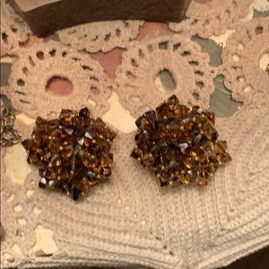 1940s Bronze Crystal Earrings